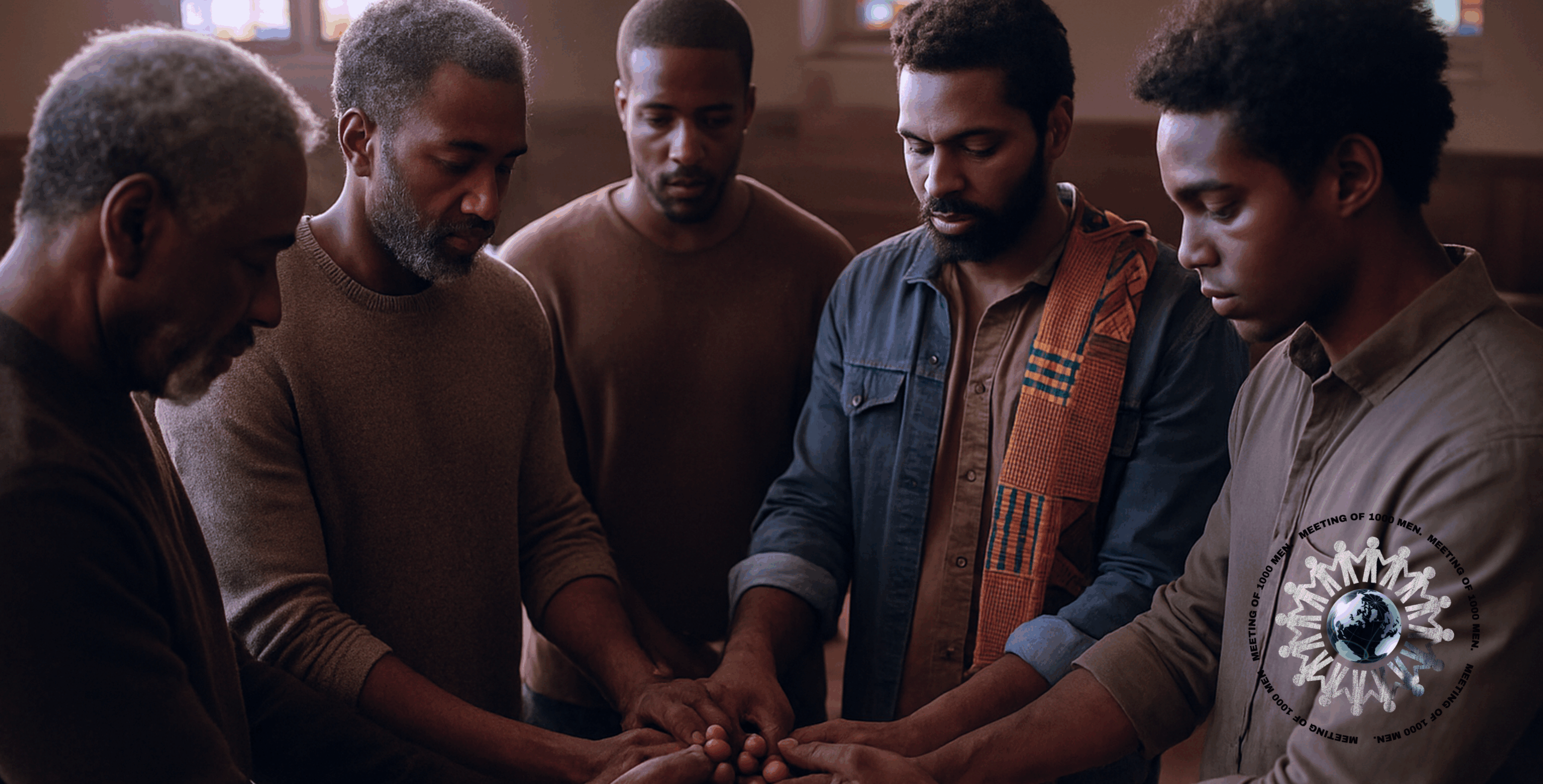 Men standing together in prayer