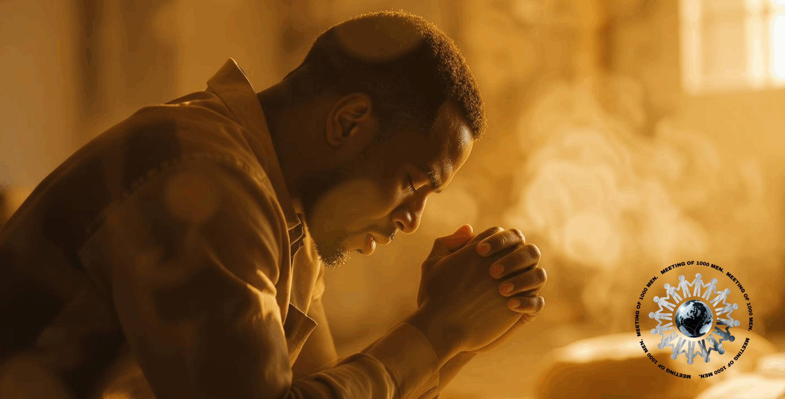 Men gathered in prayer for the Men Who Cover movement